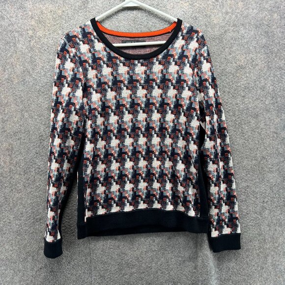 Rag & Bone Sweater Women Medium Multicolor Houndstooth Knit Crew Neck Wool - Picture 1 of 11